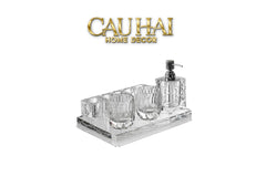 Set Nhà Tắm Pha Lê Pure Cristalleries Cannage Facetté Bathroom Vanity Sets Lọ Bàn Chải 5 Slots-PHỤ KIỆN NHÀ TẮM-CẬU HAI HOME DECOR