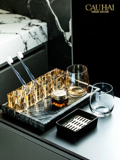 Set Nhà Tắm Pha Lê Pure Cristalleries Cannage Facetté Bathroom Vanity Sets Lọ Bàn Chải 5 Slots-PHỤ KIỆN NHÀ TẮM-CẬU HAI HOME DECOR