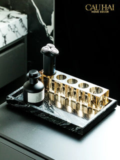 Set Nhà Tắm Pha Lê Pure Cristalleries Cannage Facetté Bathroom Vanity Sets Lọ Bàn Chải 5 Slots-PHỤ KIỆN NHÀ TẮM-CẬU HAI HOME DECOR