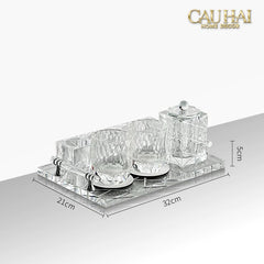 Set Nhà Tắm Pha Lê Pure Cristalleries Cannage Facetté Bathroom Vanity Sets Lọ Bàn Chải 5 Slots-PHỤ KIỆN NHÀ TẮM-CẬU HAI HOME DECOR