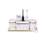 Set Phụ Kiện Bàn Chải Đánh Răng Effet Marbre Blanc D'Or 4pcs