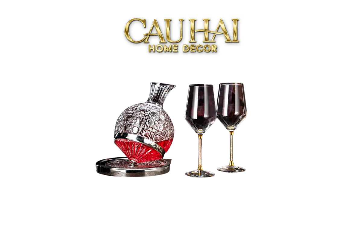 Set Quà Tặng Bình Lắc và 2 Ly Vang Pha Lê Cannage Héritage 3pcs-BÌNH RƯỢU-CẬU HAI HOME DECOR-CẬU HAI HOME DECOR