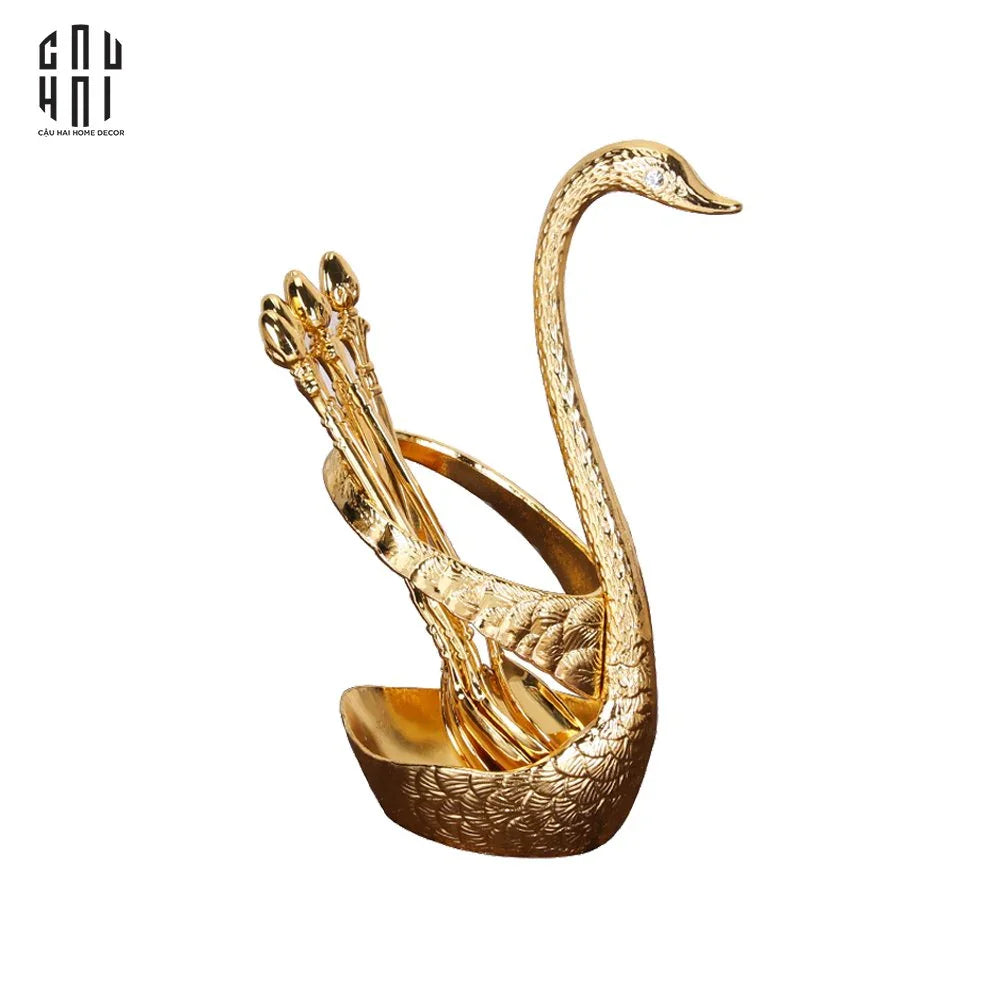 Set Tea Spoon Golden Swan-Dinner Cutlery Set Dao Muỗng Nĩa-CẬU HAI HOME DECOR