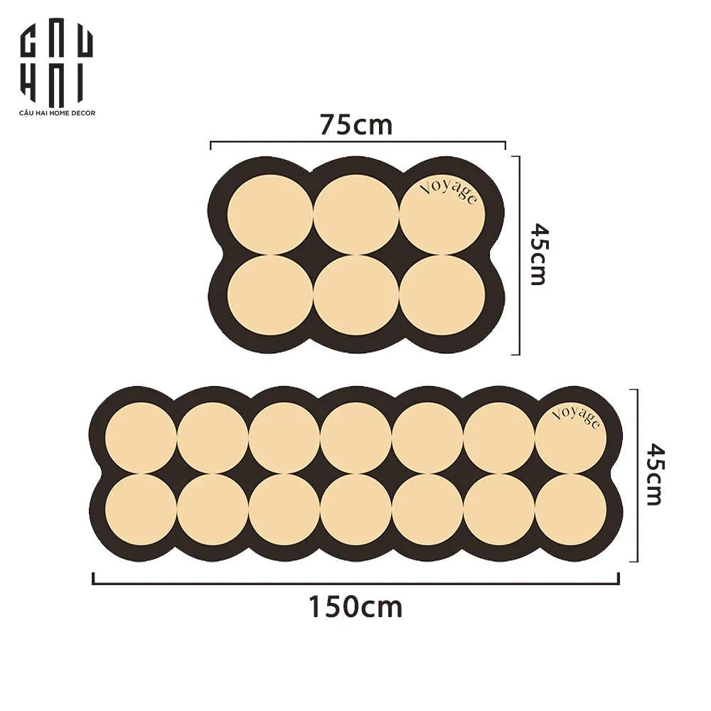 Set Thảm Bếp Da 45x75/150 Cao Cấp - Multi Dot Latte-THẢM BẾP-CẬU HAI HOME DECOR