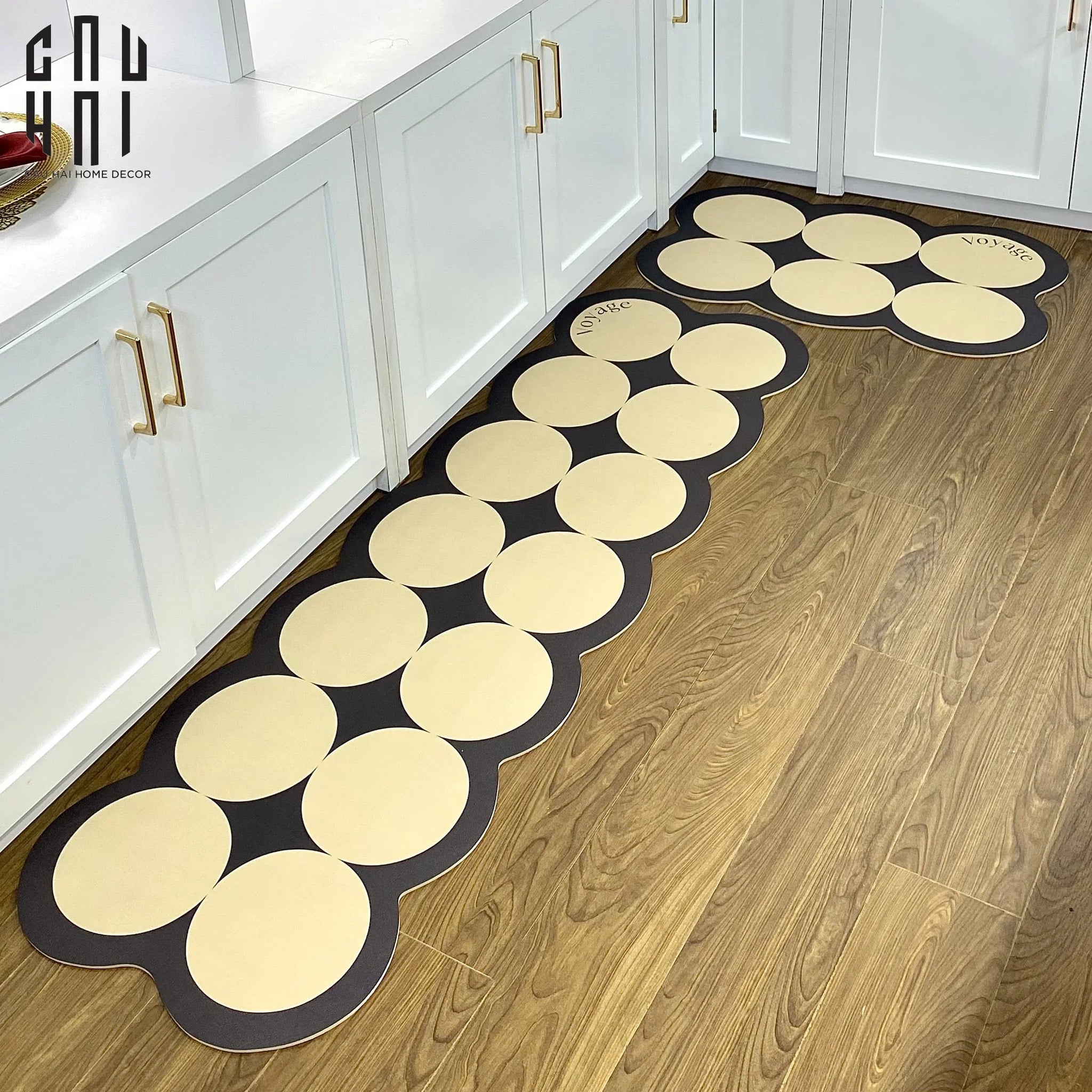Set Thảm Bếp Da 45x75/150 Cao Cấp - Multi Dot Latte-THẢM BẾP-CẬU HAI HOME DECOR