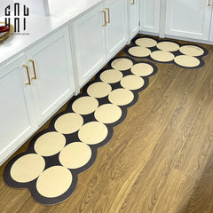 Set Thảm Bếp Da 45x75/150 Cao Cấp - Multi Dot Latte-THẢM BẾP-CẬU HAI HOME DECOR