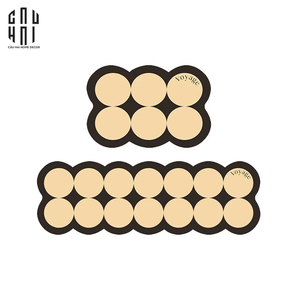 Set Thảm Bếp Da 45x75/150 Cao Cấp - Multi Dot Latte-THẢM BẾP-CẬU HAI HOME DECOR