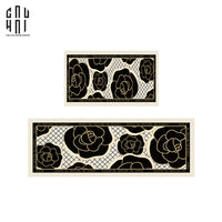 Set Thảm Bếp Da 45x75/150 Cao Cấp - Noir CAMÉLIA - Spell In Bloom-THẢM BẾP-CẬU HAI HOME DECOR