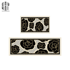 Set Thảm Bếp Da 45x75/150 Cao Cấp - Noir CAMÉLIA - Spell In Bloom-THẢM BẾP-CẬU HAI HOME DECOR