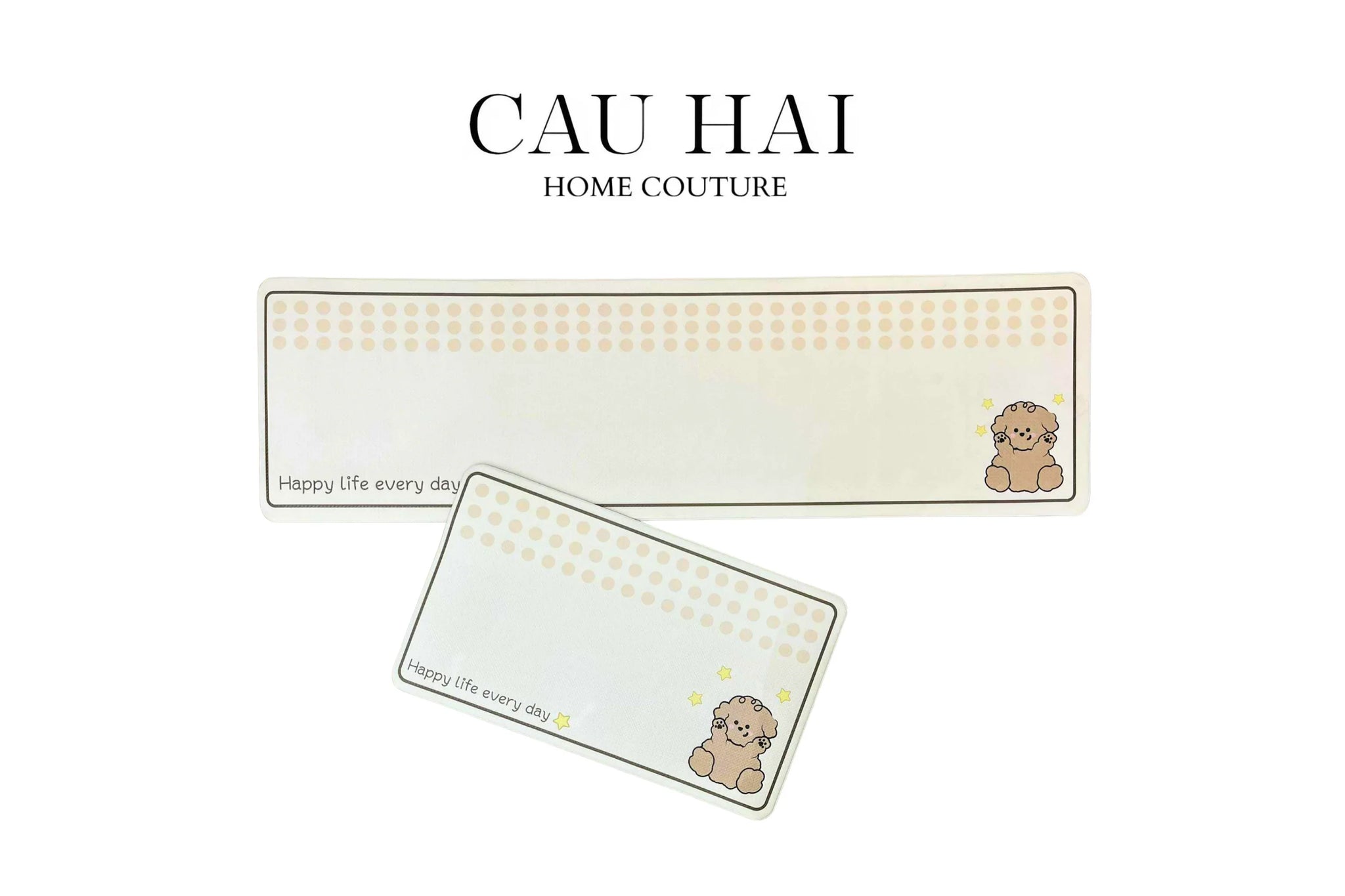 Set Thảm Bếp Da Cao Cấp - Water & Oil Repellent 45x75/150 - Happy Puppy-THẢM BẾP-CẬU HAI HOME DECOR