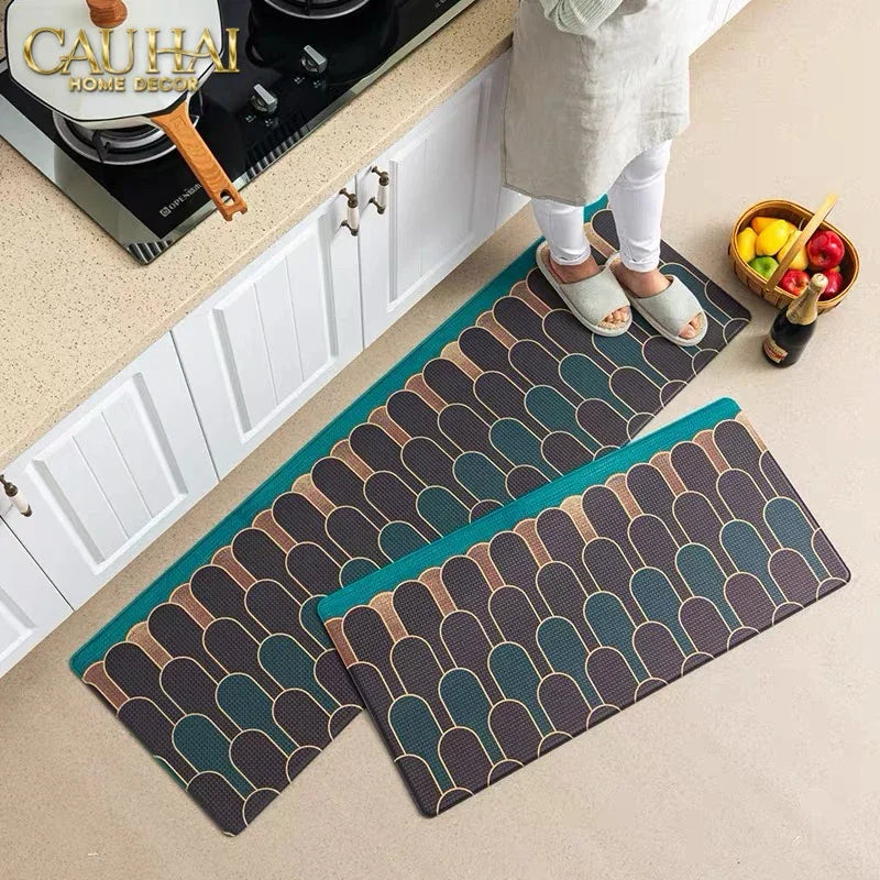 Set Thảm Bếp Da Cao Cấp - Water & Oil Repellent 45x75/150 - The Emerald Arch-THẢM BẾP-CẬU HAI HOME DECOR