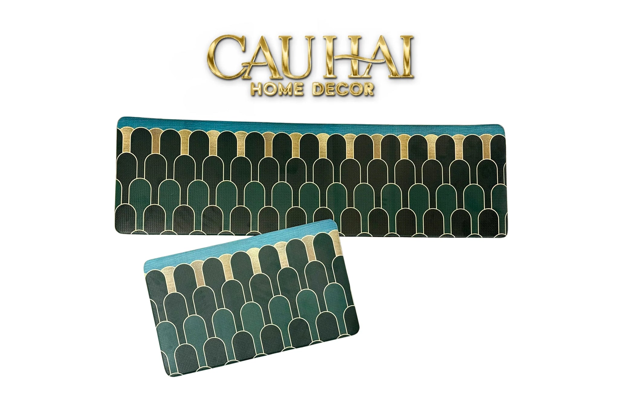 Set Thảm Bếp Da Cao Cấp - Water & Oil Repellent 45x75/150 - The Emerald Arch-THẢM BẾP-CẬU HAI HOME DECOR