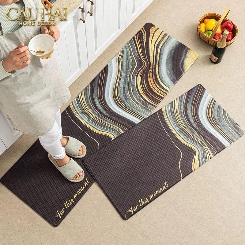 Set Thảm Bếp Da Cao Cấp - Water & Oil Repellent45x75/150 - Saturn Stella-THẢM BẾP-CẬU HAI HOME DECOR