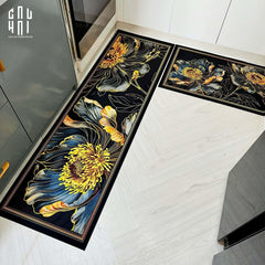 Set Thảm Bếp Microfiber 45x75/150 - Hoa Mẫu Đơn - Golden Pivoine-THẢM BẾP-CẬU HAI HOME DECOR
