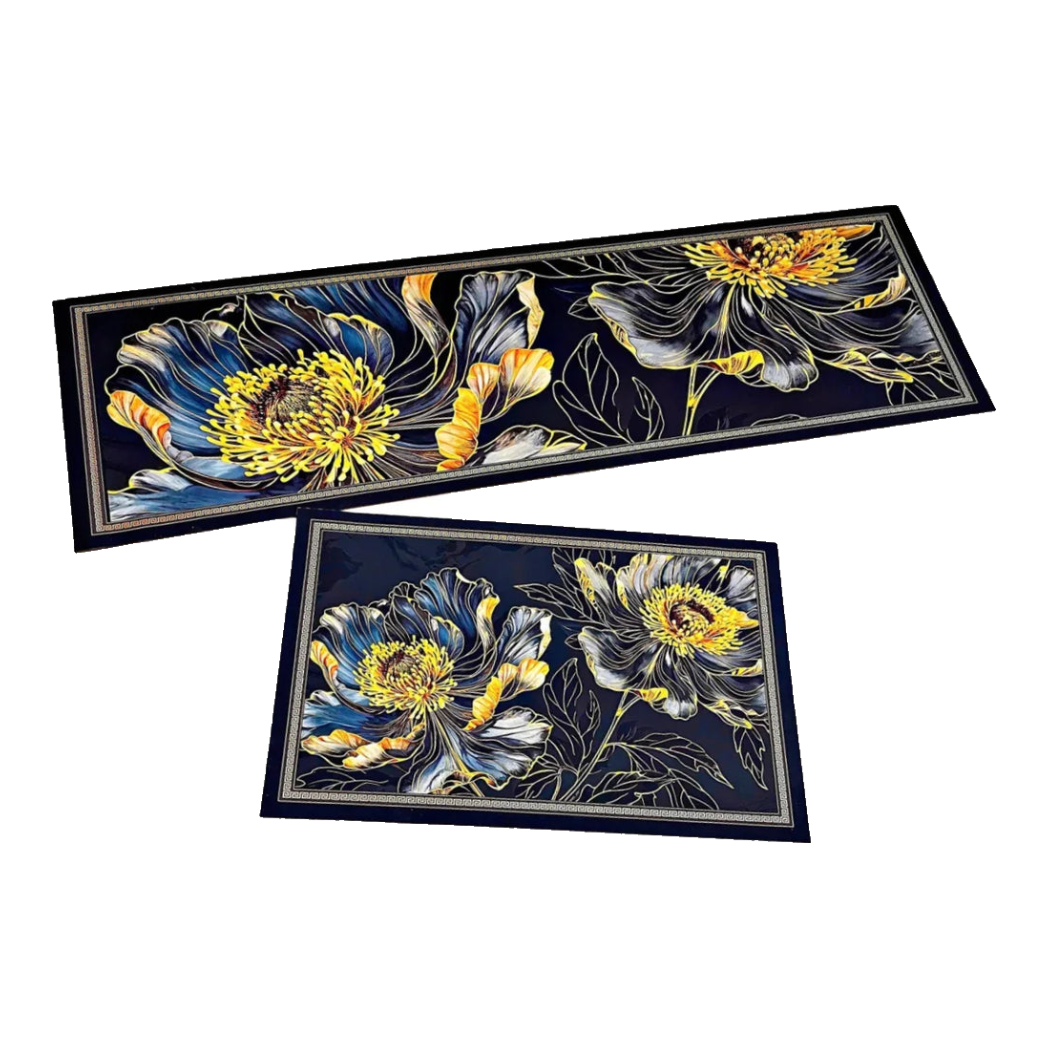 Set Thảm Bếp Microfiber 45x75/150 - Hoa Mẫu Đơn - Golden Pivoine-THẢM BẾP-Đối tác tại Trung Quốc theo từng đơn đặt hàng-CẬU HAI HOME DECOR