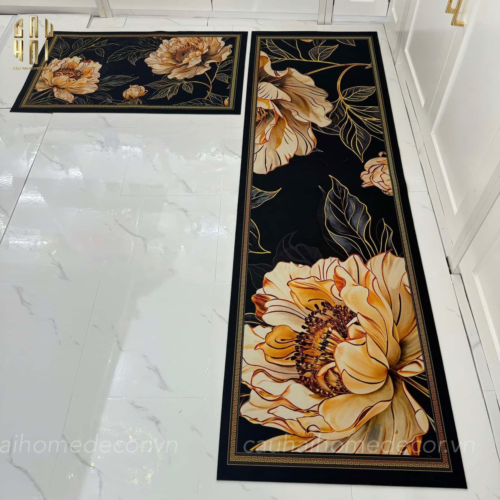Set Thảm Bếp Microfiber 45x75/150 - Hoa Quỳnh - Queen of the Night-THẢM BẾP-CẬU HAI HOME DECOR