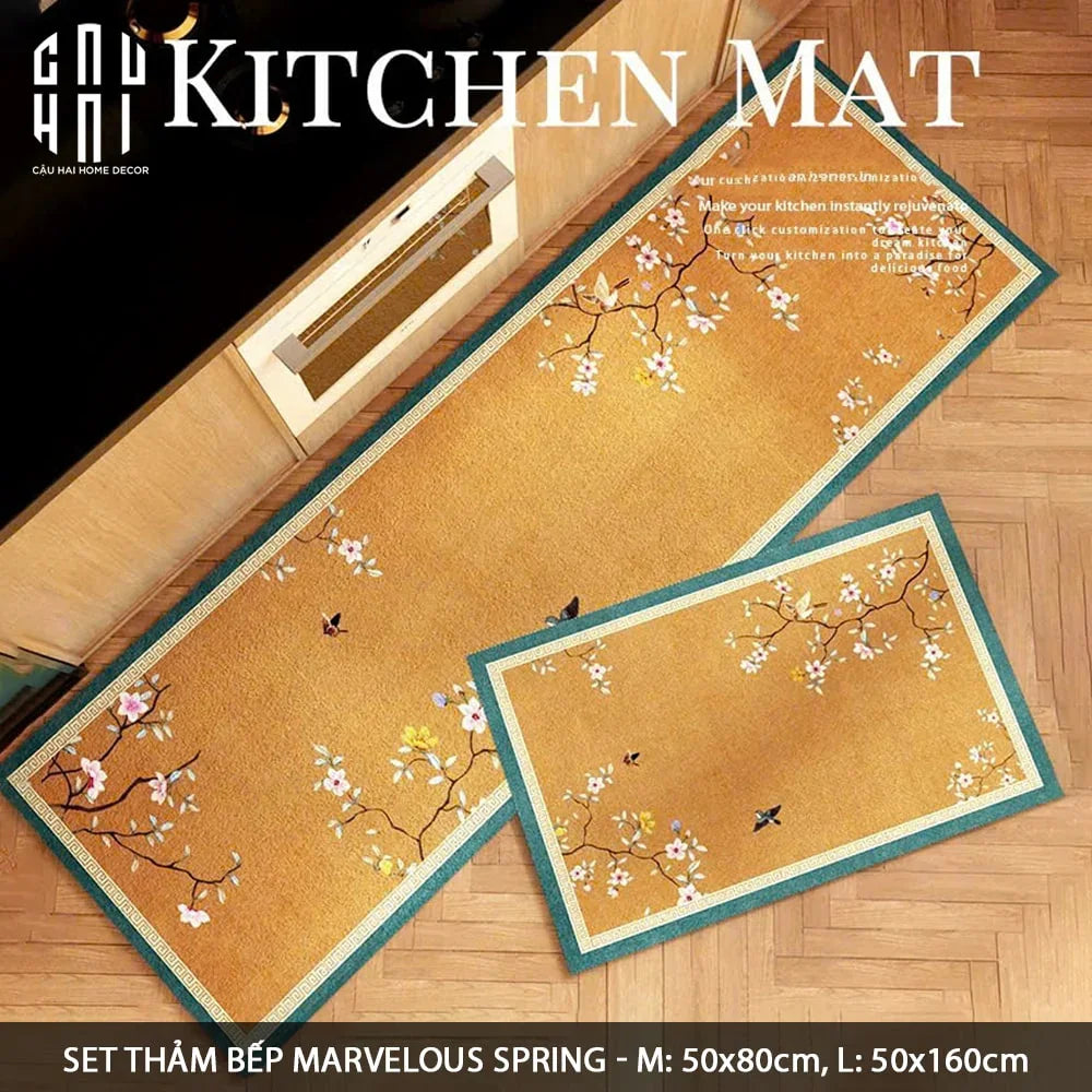 Set Thảm Bếp Microfiber 45x75/150 - Marvelous Spring-THẢM BẾP-CẬU HAI HOME DECOR