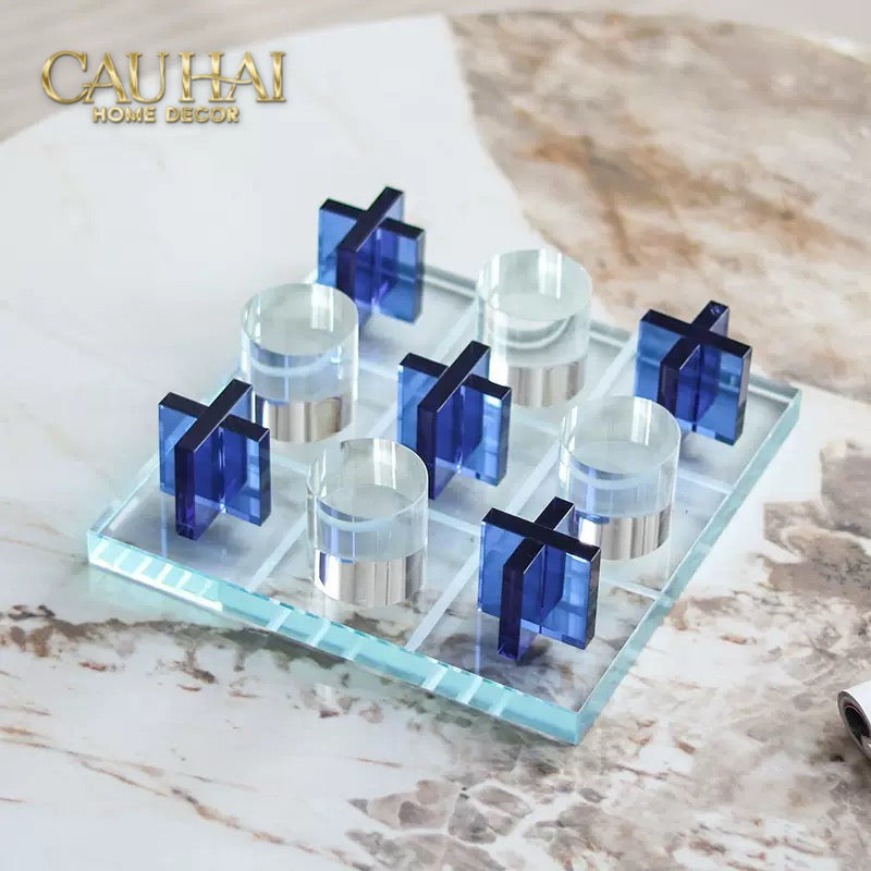 Set Tượng Bàn Cờ Pha Lê XO - Art Cristalleries Chess Board Couture Decoratives Objects 25x25-TƯỢNG TRANG TRÍ-CẬU HAI HOME DECOR