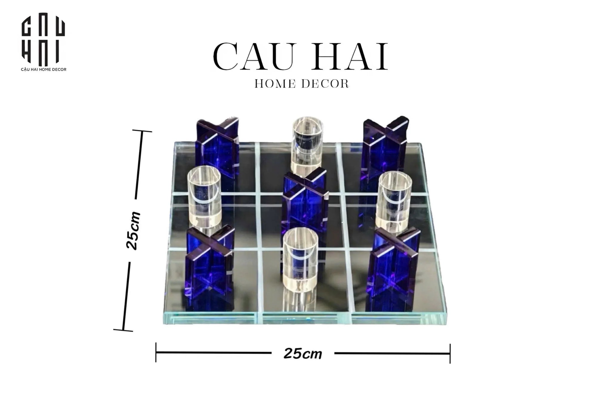 Set Tượng Bàn Cờ Pha Lê XO - Art Cristalleries Chess Board Couture Decoratives Objects 25x25-TƯỢNG TRANG TRÍ-CẬU HAI HOME DECOR