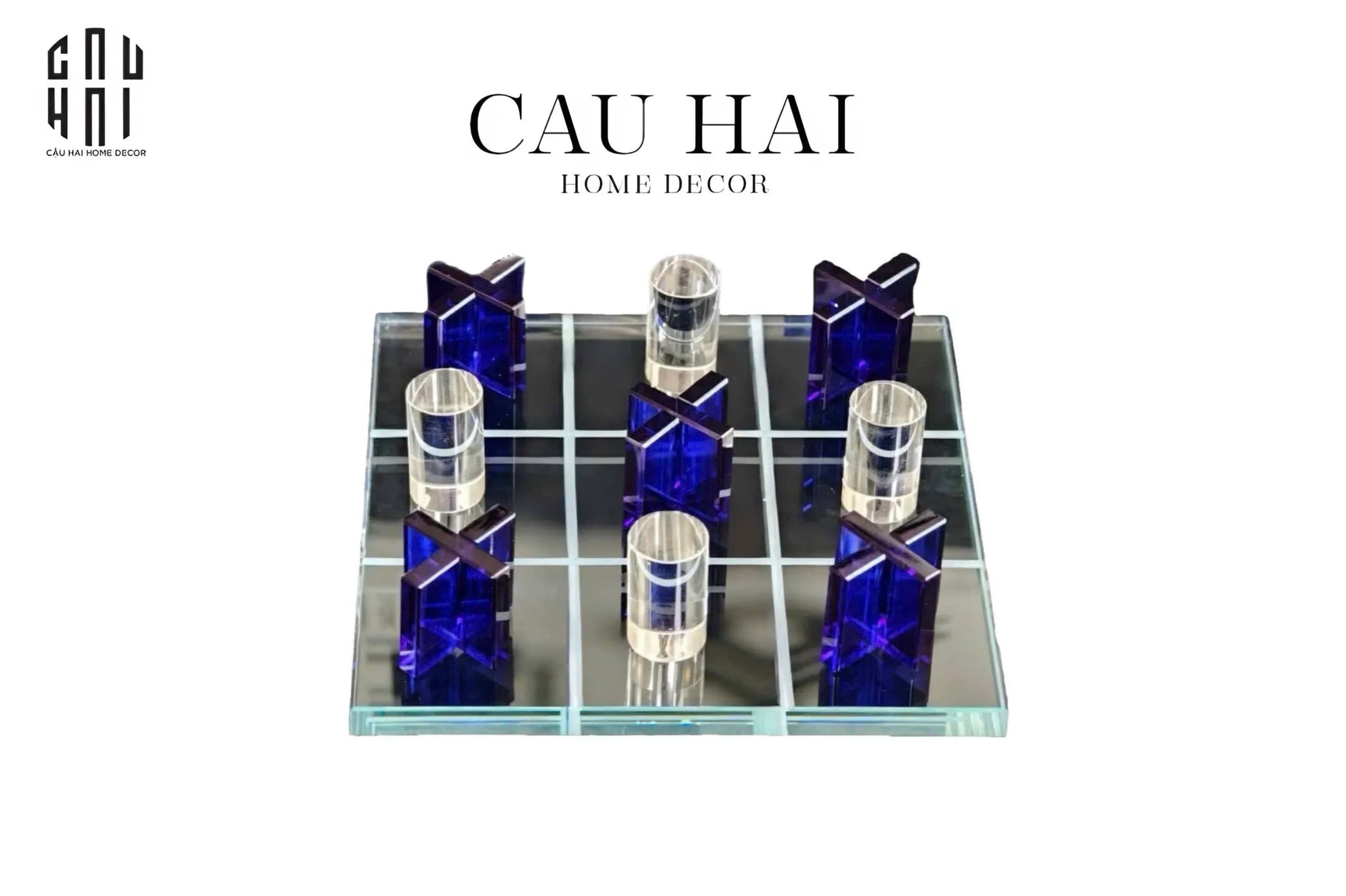 Set Tượng Bàn Cờ Pha Lê XO - Art Cristalleries Chess Board Couture Decoratives Objects 25x25-TƯỢNG TRANG TRÍ-CẬU HAI HOME DECOR