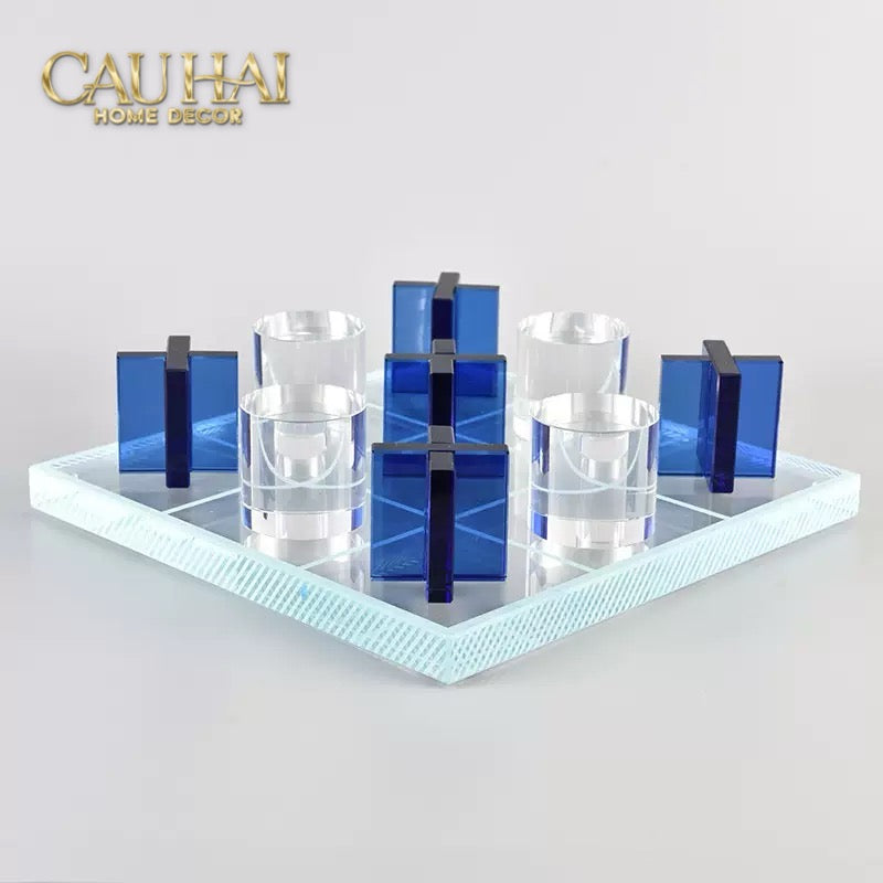 Set Tượng Bàn Cờ Pha Lê XO - Art Cristalleries Chess Board Couture Decoratives Objects 25x25-TƯỢNG TRANG TRÍ-CẬU HAI HOME DECOR