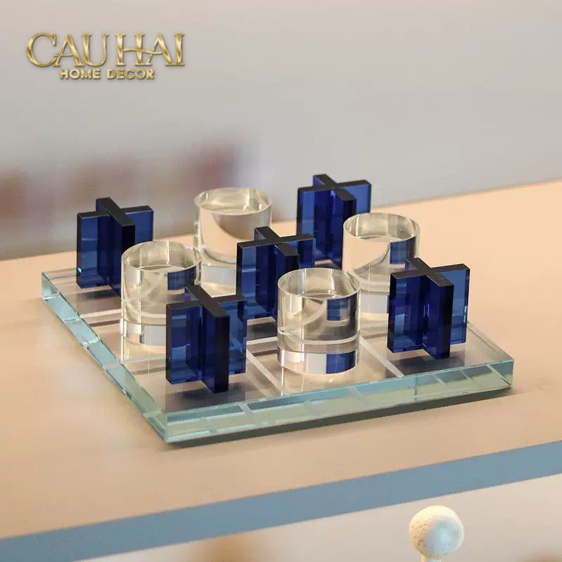 Set Tượng Bàn Cờ Pha Lê XO - Art Cristalleries Chess Board Couture Decoratives Objects 25x25-TƯỢNG TRANG TRÍ-CẬU HAI HOME DECOR