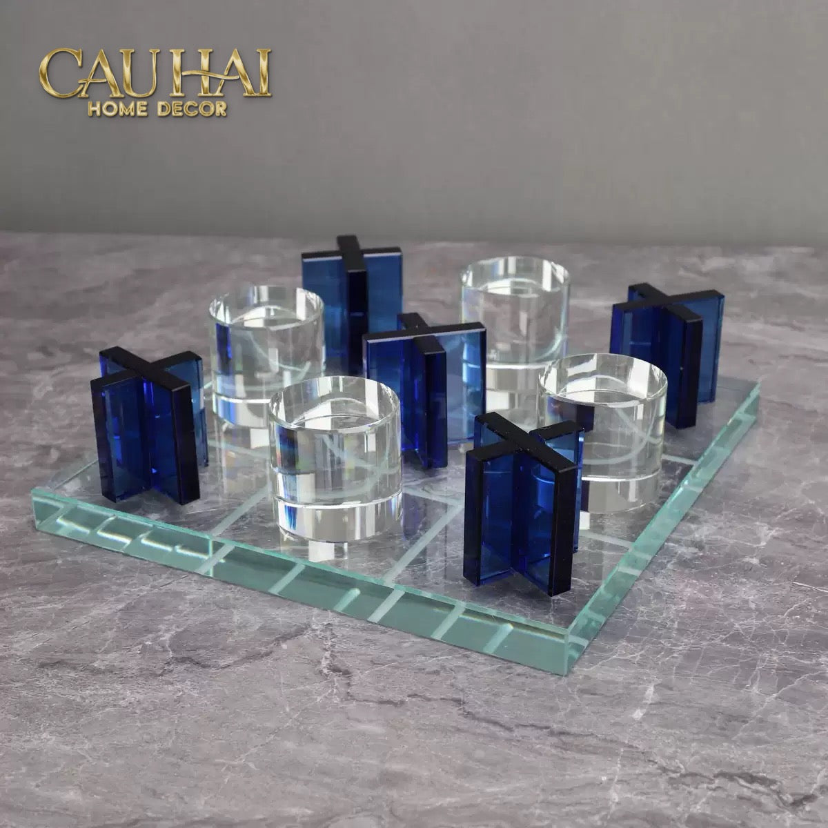 Set Tượng Bàn Cờ Pha Lê XO - Art Cristalleries Chess Board Couture Decoratives Objects 25x25-TƯỢNG TRANG TRÍ-CẬU HAI HOME DECOR