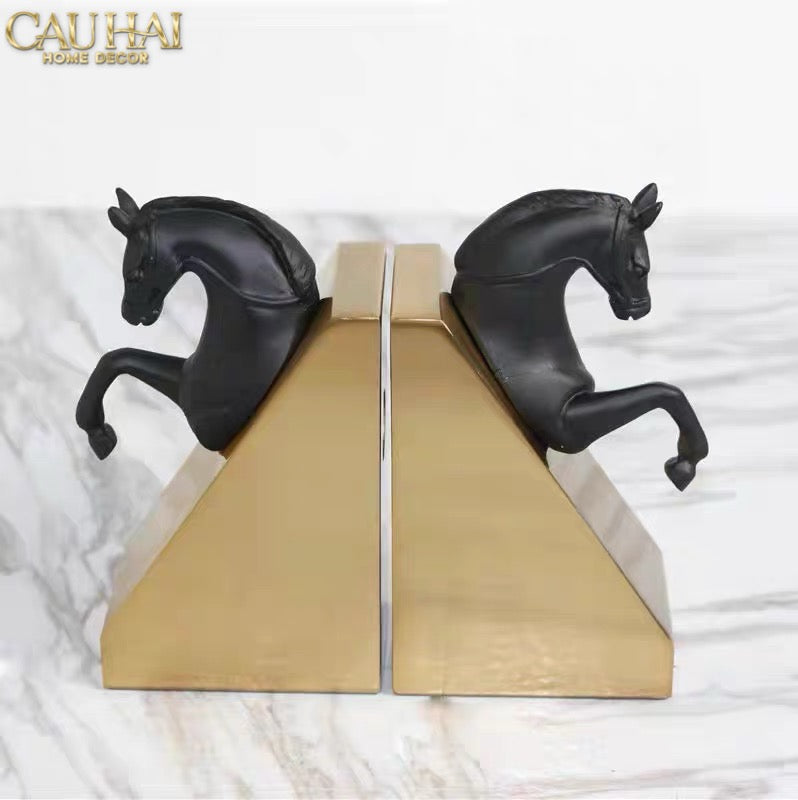 Set Tượng Chặn Sách Đá Marble Trojan Troy Horse Bookend 20x10x15-SÁCH TRANG TRÍ-CẬU HAI HOME DECOR