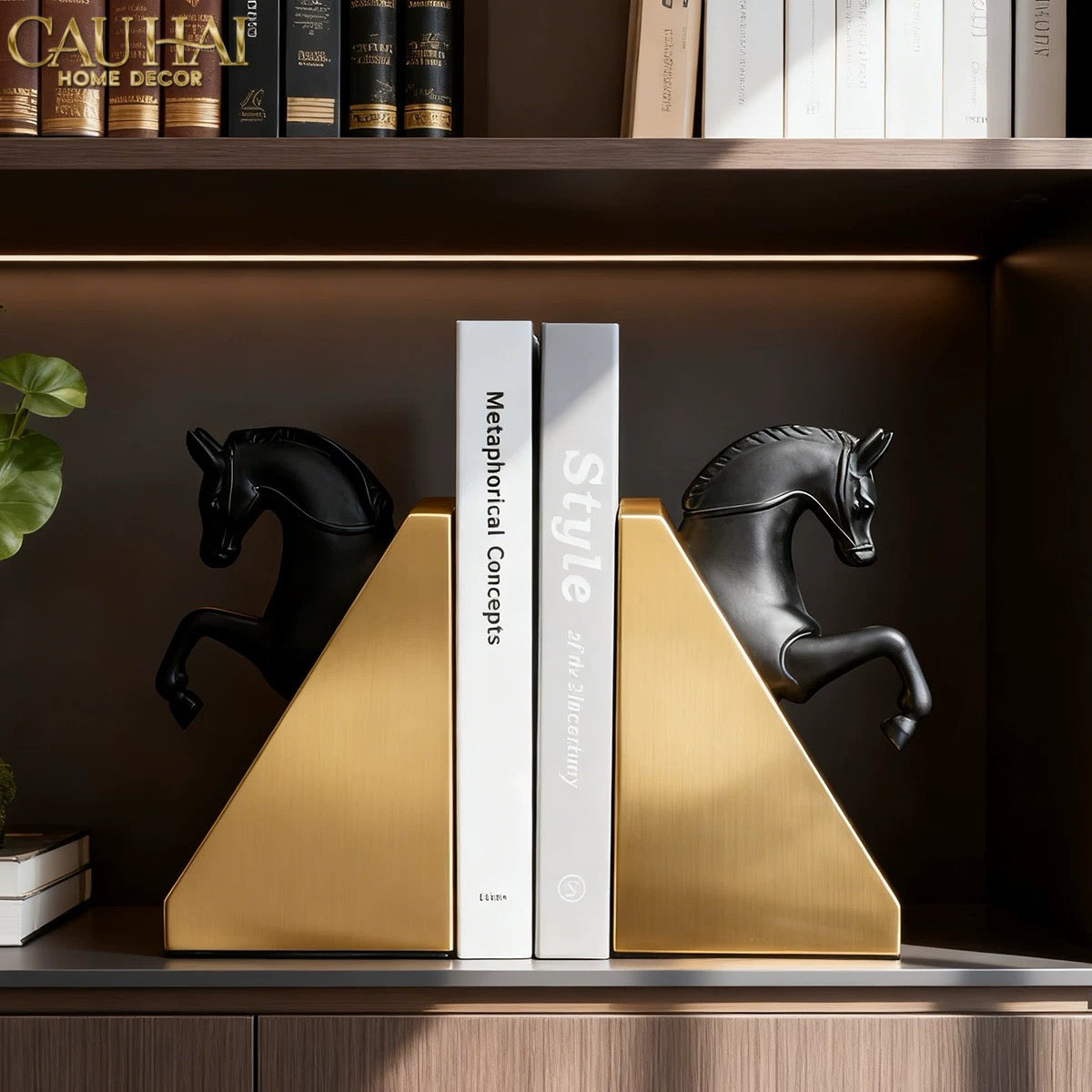 Set Tượng Chặn Sách Đá Marble Trojan Troy Horse Bookend 20x10x15-SÁCH TRANG TRÍ-CẬU HAI HOME DECOR