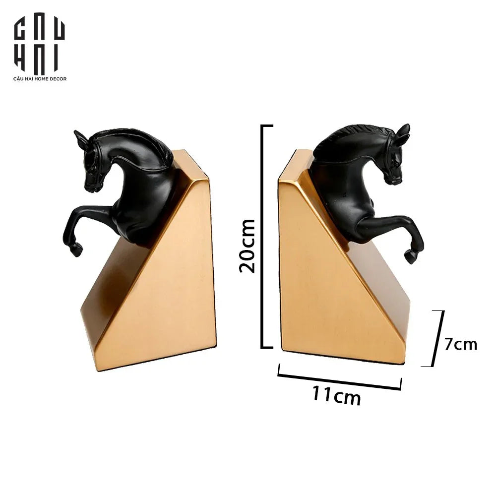 Set Tượng Chặn Sách Đá Marble Trojan Troy Horse Bookend 20x10x15-SÁCH TRANG TRÍ-CẬU HAI HOME DECOR