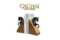 Set Tượng Chặn Sách Đá Marble Trojan Troy Horse Bookend 20x10x15-CẬU HAI HOME DECOR