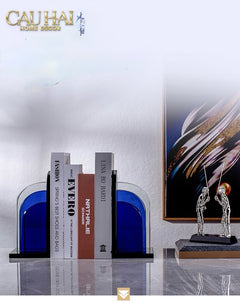 Set Tượng Chặn Sách Pha Lê Cristalleries Blue Gates Bookend 22x11x12-SÁCH TRANG TRÍ-CẬU HAI HOME DECOR