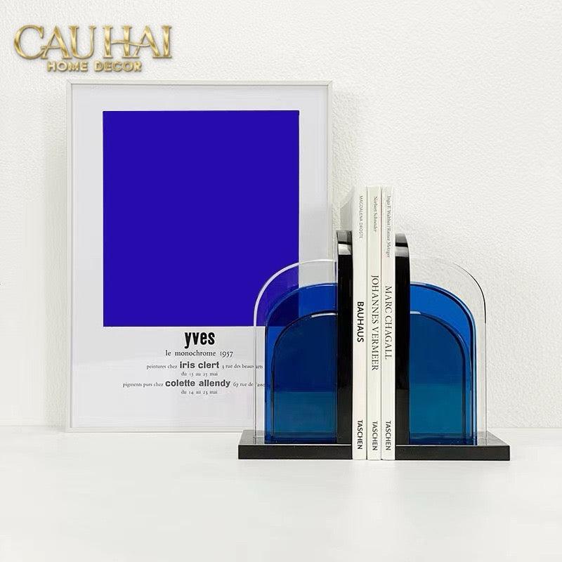 Set Tượng Chặn Sách Pha Lê Cristalleries Blue Gates Bookend 22x11x12-SÁCH TRANG TRÍ-CẬU HAI HOME DECOR