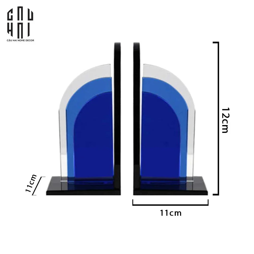 Set Tượng Chặn Sách Pha Lê Cristalleries Blue Gates Bookend 22x11x12-SÁCH TRANG TRÍ-CẬU HAI HOME DECOR
