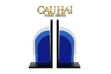 Set Tượng Chặn Sách Pha Lê Cristalleries Blue Gates Bookend 22x11x12-SÁCH TRANG TRÍ-CẬU HAI HOME DECOR
