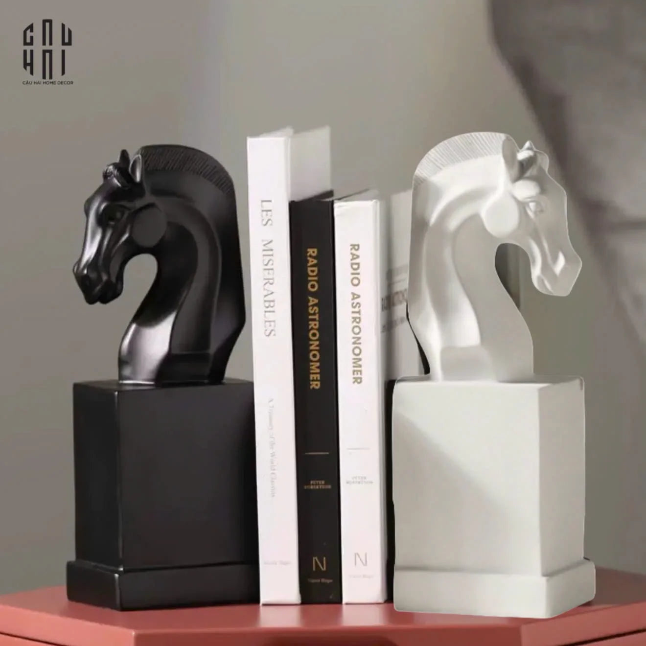 Set Tượng Chặn Sách Réflexion Cavalliere 7x9x15-TƯỢNG TRANG TRÍ-CẬU HAI HOME DECOR