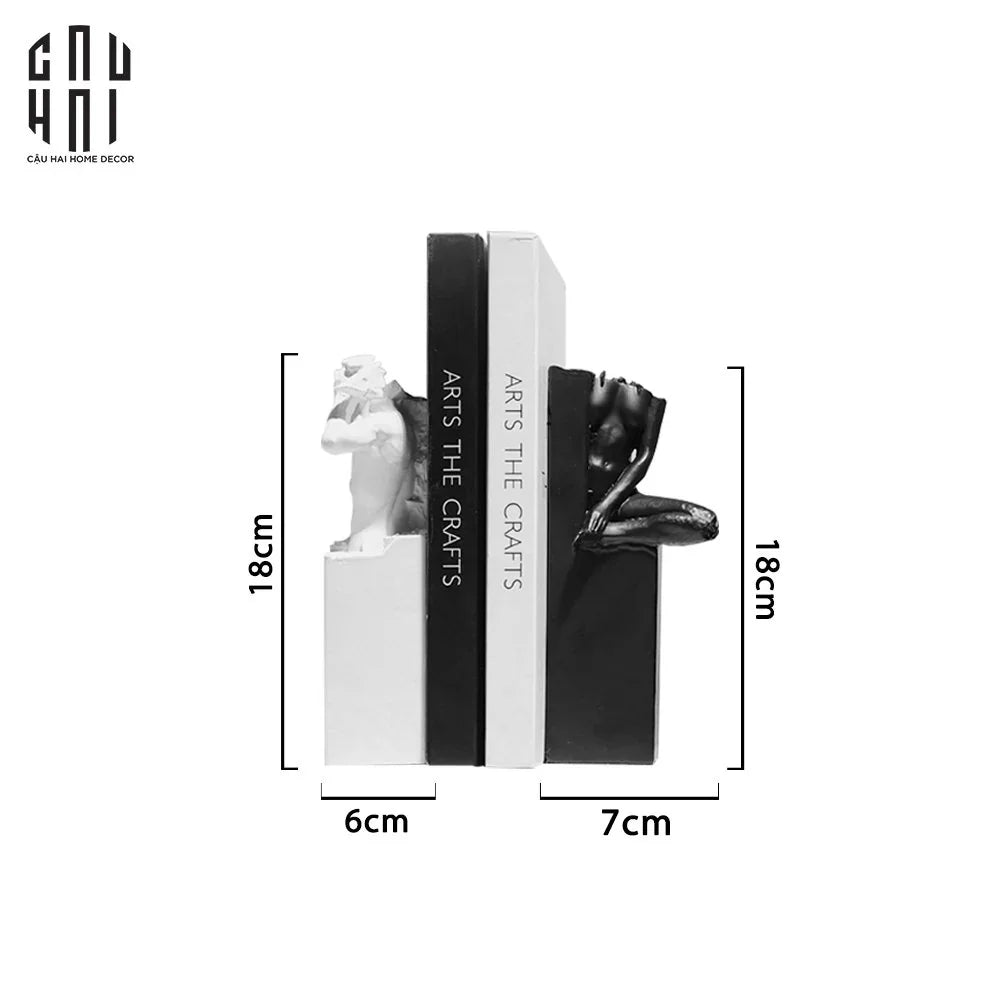 Set Tượng Chặn Sách Trang Trí Black & White Statues 6x18-SÁCH TRANG TRÍ-CẬU HAI HOME DECOR