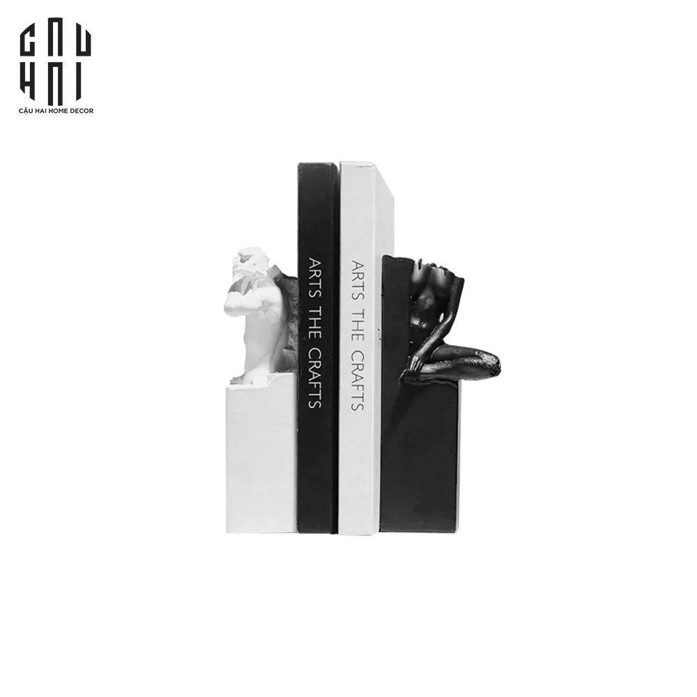 Set Tượng Chặn Sách Trang Trí Black & White Statues 6x18-SÁCH TRANG TRÍ-CẬU HAI HOME DECOR