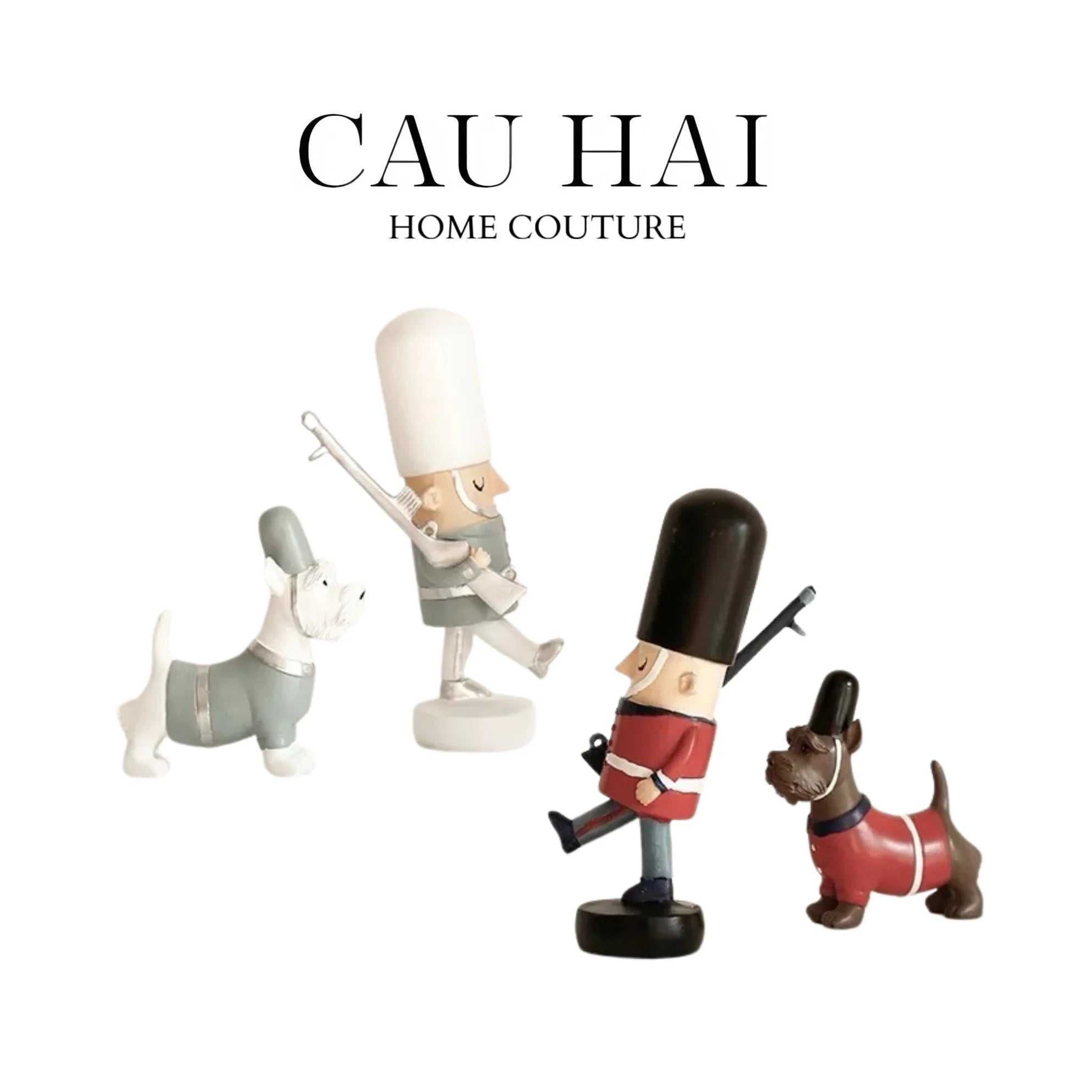 Set Tượng Lính Gác Hoàng Gia Royal Guards Puppy-TƯỢNG TRANG TRÍ-CẬU HAI HOME DECOR
