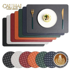 Tấm Lót Bàn Ăn Da Đan Bản Màu Đỏ Mận - Rouge Matte Intrecciato Leather Placemat 30x43 - Đỏ Mận-TẤM LÓT BÀN ĂN-CẬU HAI HOME DECOR
