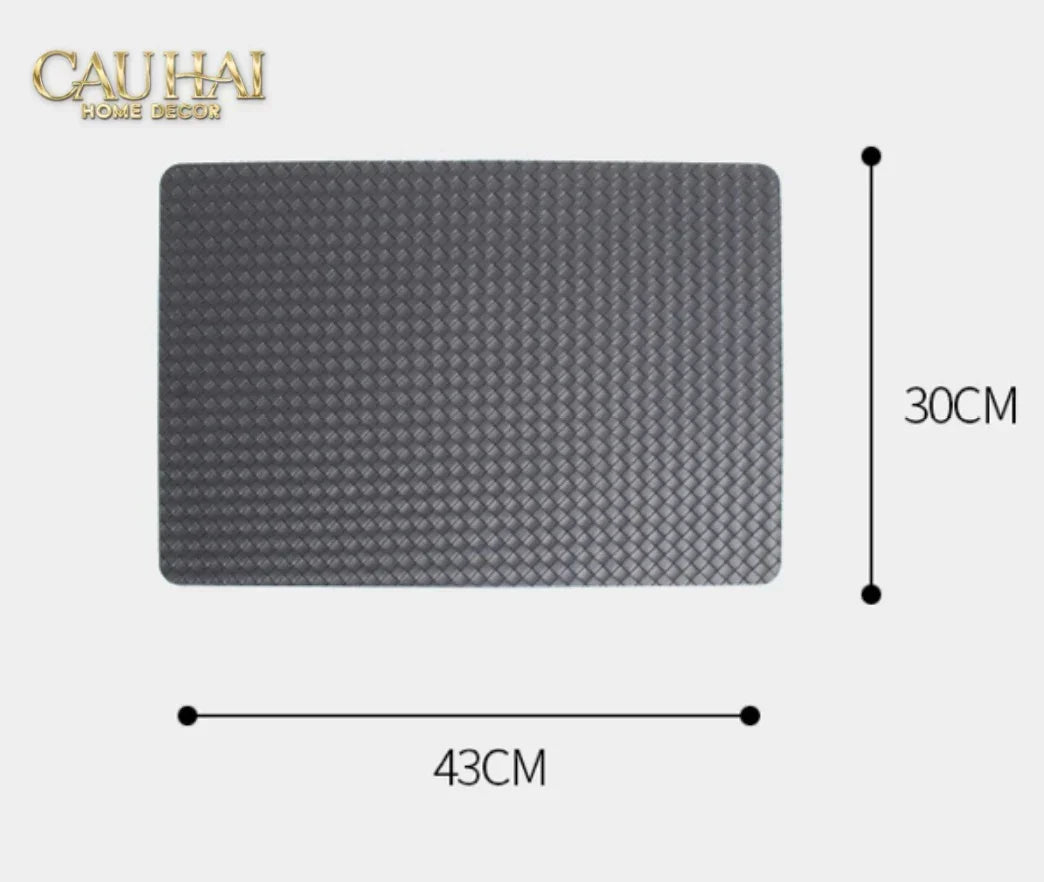 Tấm Lót Bàn Ăn Da Đan Bản Màu Đỏ Mận - Rouge Matte Intrecciato Leather Placemat 30x43 - Đỏ Mận-TẤM LÓT BÀN ĂN-CẬU HAI HOME DECOR