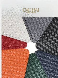 Tấm Lót Bàn Ăn Da Đan Bản Màu Đỏ Mận - Rouge Matte Intrecciato Leather Placemat 30x43 - Đỏ Mận-TẤM LÓT BÀN ĂN-CẬU HAI HOME DECOR