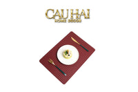 Tấm Lót Bàn Ăn Da Đan Bản Màu Đỏ Mận - Rouge Matte Intrecciato Leather Placemat 30x43 - Đỏ Mận-TẤM LÓT BÀN ĂN-CẬU HAI HOME DECOR