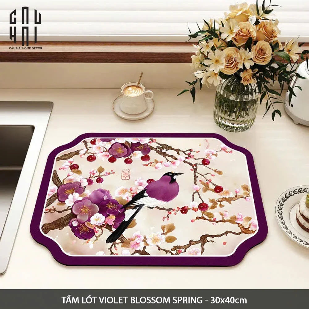 Tấm Lót Microfiber Violet Blossom Spring 30X40Cm-TẤM LÓT BÀN ĂN-CẬU HAI HOME DECOR