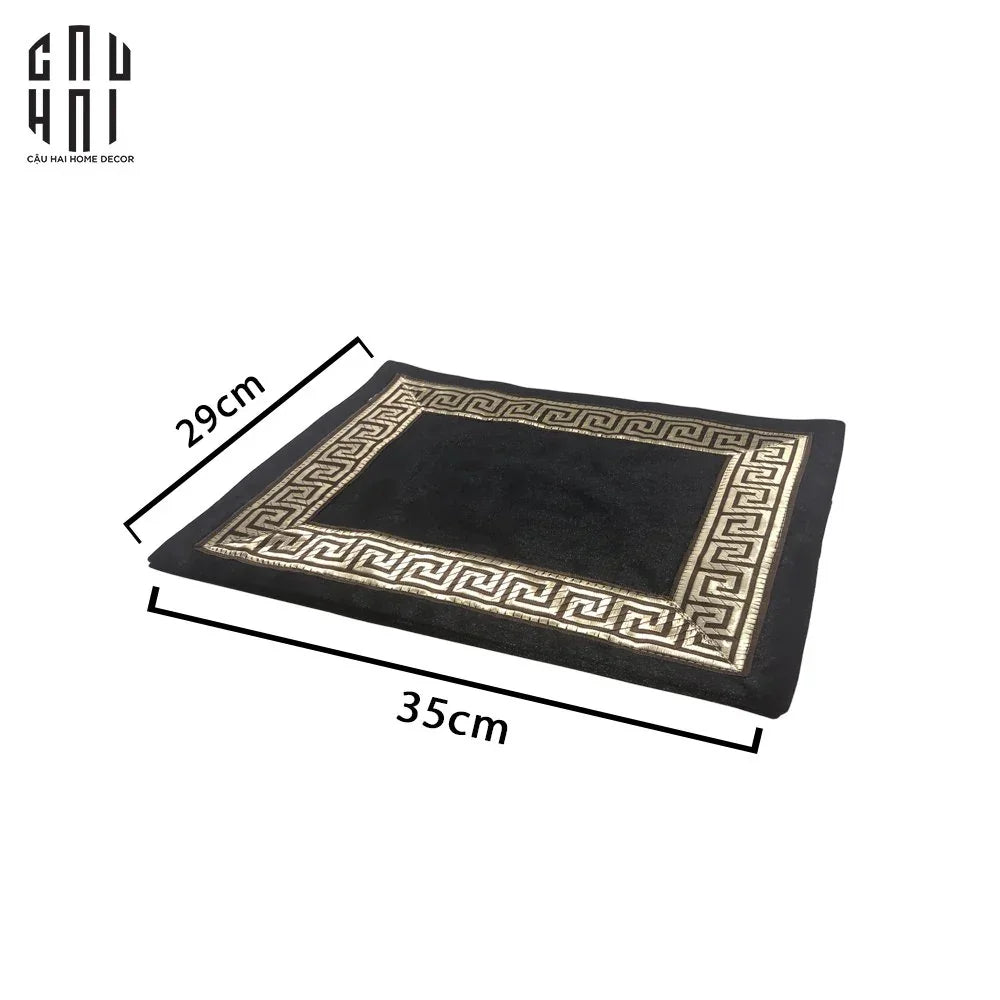 Tấm Lót Nhung Crochet - Velvet Placemat Crochet Noir-TẤM LÓT BÀN ĂN-CẬU HAI HOME DECOR