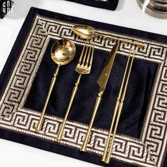 Tấm Lót Nhung Crochet - Velvet Placemat Crochet Noir-TẤM LÓT BÀN ĂN-CẬU HAI HOME DECOR