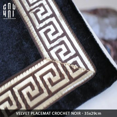 Tấm Lót Nhung Crochet - Velvet Placemat Crochet Noir-TẤM LÓT BÀN ĂN-CẬU HAI HOME DECOR