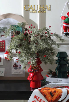 Tết Couture - Bình Hoa Christmas Mistletoe Pine Tree Vase Up-BÌNH HOA-CẬU HAI HOME DECOR