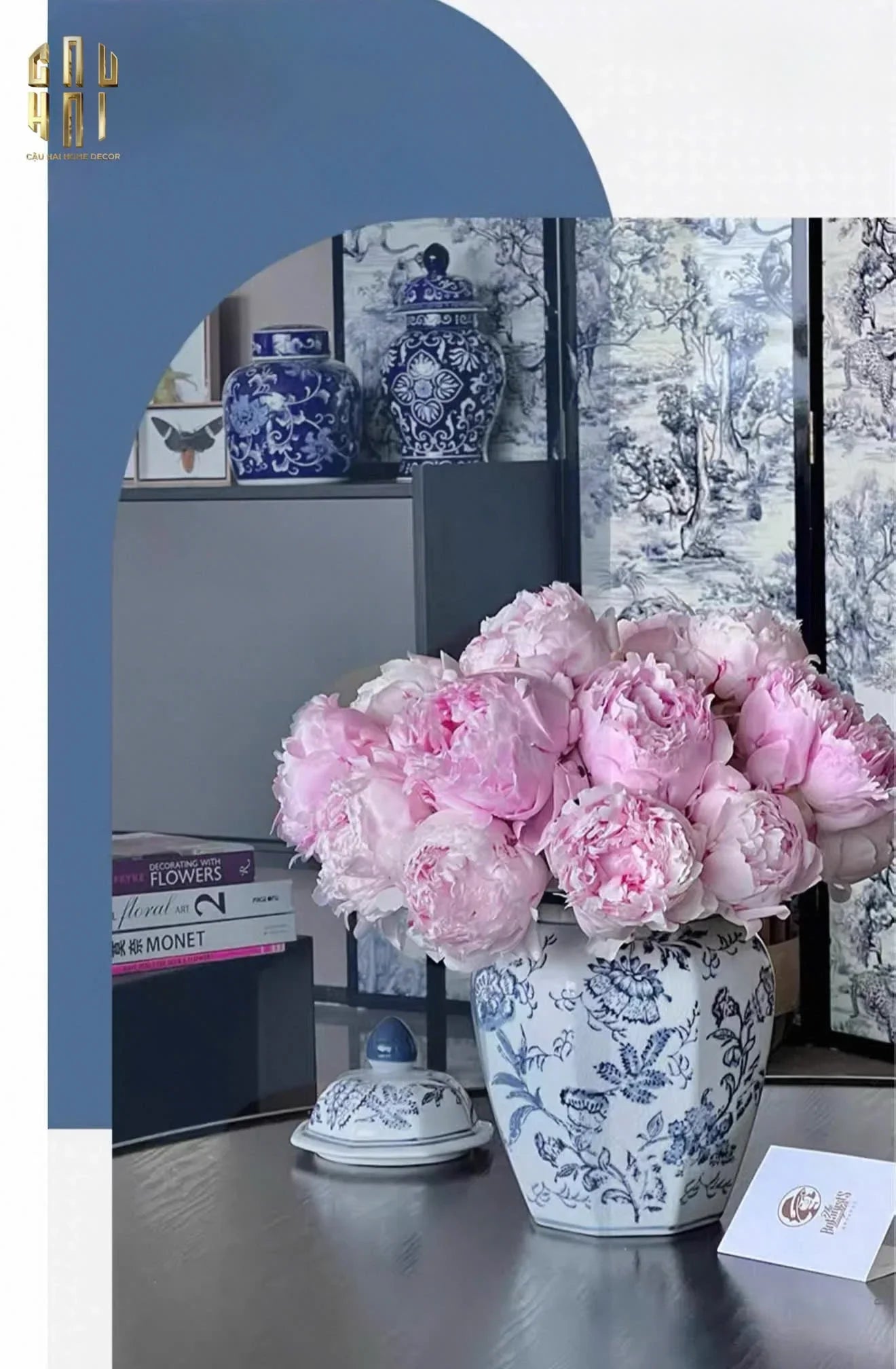 "Tết" Couture - Bình Hoa Sứ Tráng Men Indochine Flora 11.5x29.5-BÌNH HOA-CẬU HAI HOME DECOR