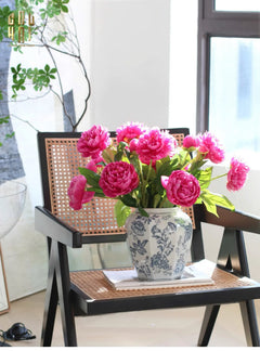 "Tết" Couture - Bình Hoa Sứ Tráng Men Indochine Flora 11.5x29.5-BÌNH HOA-CẬU HAI HOME DECOR